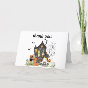 Tarjeta De Agradecimiento Un pequeño novio embrujó Baby Shower de Halloween