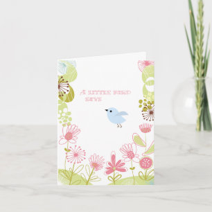 Tarjeta De Agradecimiento Un pequeño pájaro le agradece cardar