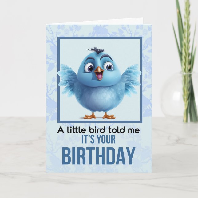 Tarjeta De Agradecimiento Un pequeño pájaro me dijo que es tu cumpleaños (Anverso)