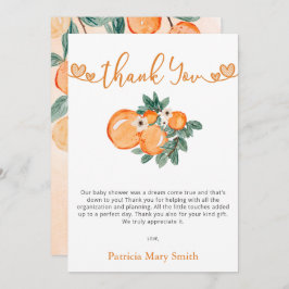 Tarjeta De Agradecimiento Un Pequeño Testigo Está En Camino Naranja Baby Sho