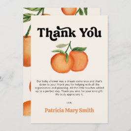 Tarjeta De Agradecimiento Un Pequeño Testigo Está En Camino Naranja Baby Sho