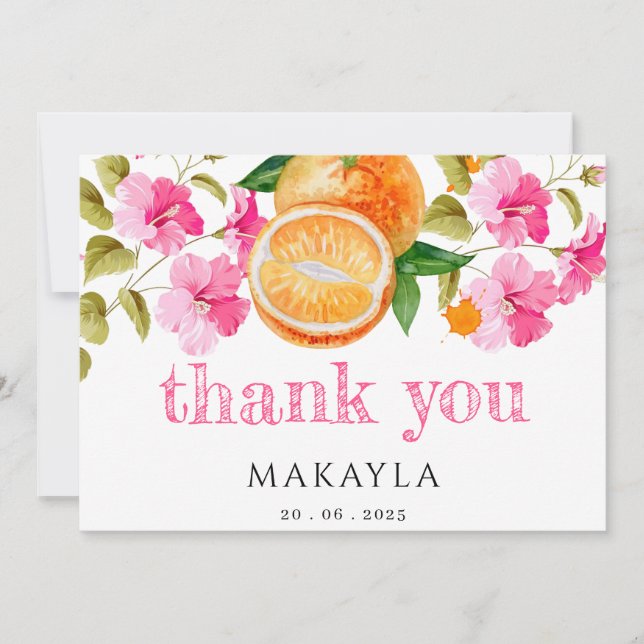 Tarjeta De Agradecimiento Un Pequeño Traje Está En El Camino De Baby Shower  (Anverso)