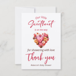 Tarjeta De Agradecimiento Un poco de Baby Shower de corazón dulce rojo
