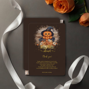 Tarjeta De Agradecimiento Un poco de calabaza lindo Kawaii Purpurinas Baby S