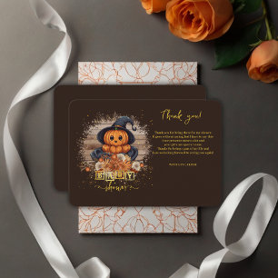 Tarjeta De Agradecimiento Un poco de calabaza lindo Kawaii Purpurinas Baby S