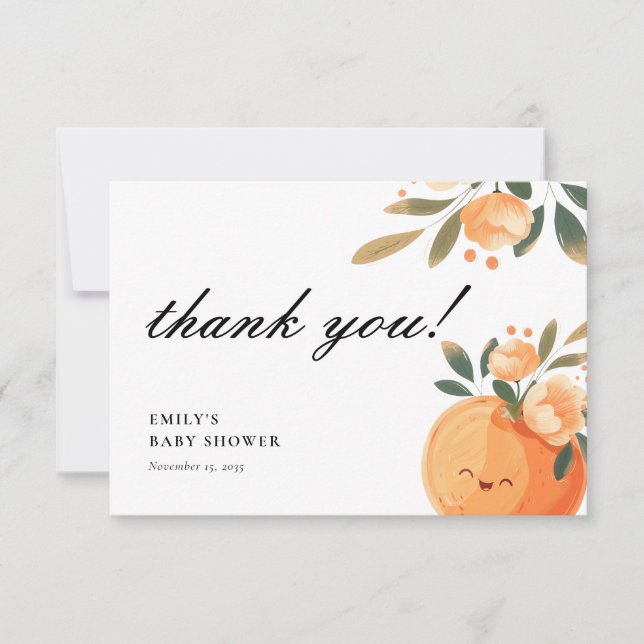 Tarjeta De Agradecimiento Un Poco De Cita Está En El Camino De Citrus Baby S (Anverso)