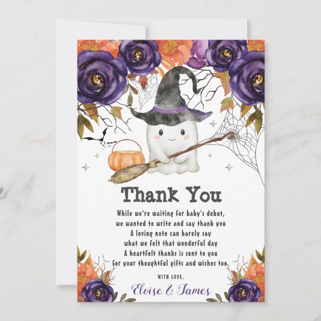 Tarjeta De Agradecimiento Un poco de humor para Fantasma Baby Shower (Anverso)