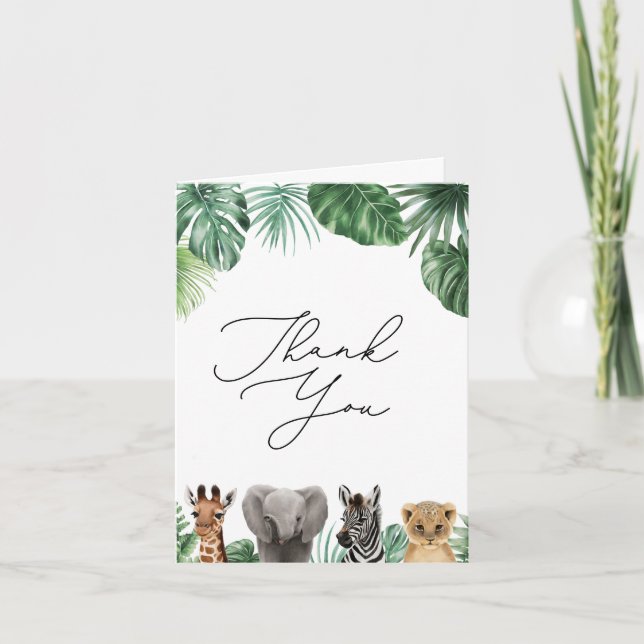 Tarjeta De Agradecimiento Un poco salvaje de vegetación Baby Shower Safari (Anverso)