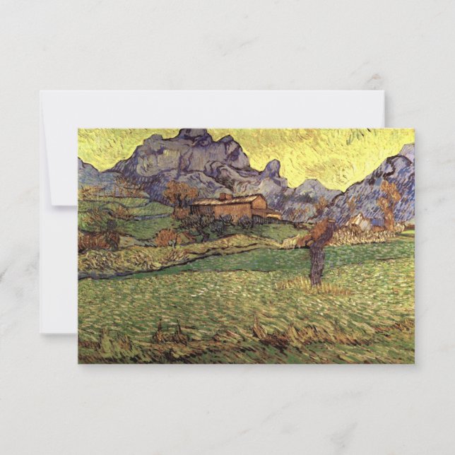 Tarjeta De Agradecimiento Un prado en las montañas - Van Gogh (Anverso)