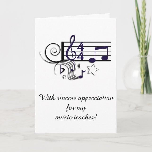 Tarjeta De Agradecimiento Un profesor de música gracias (Anverso)
