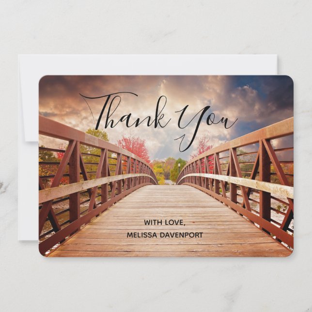 Tarjeta De Agradecimiento Un puente rústico de madera en el país gracias (Anverso)