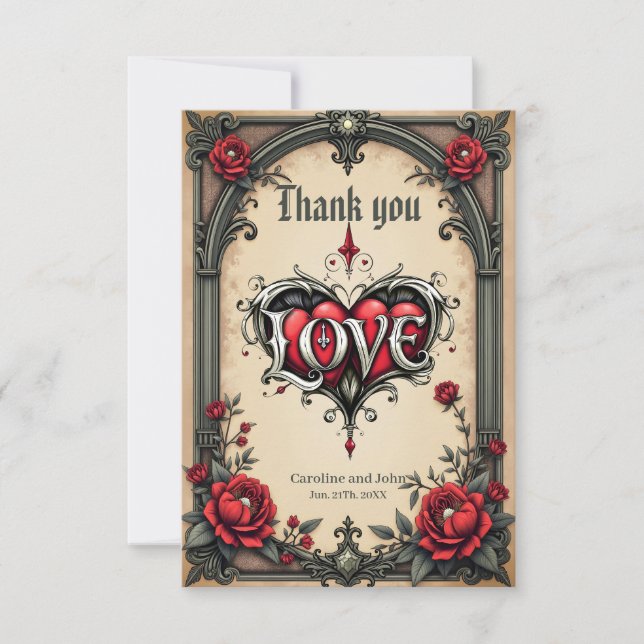Tarjeta De Agradecimiento Un romance gótico. Un estilo gótico ornamentado (Anverso)