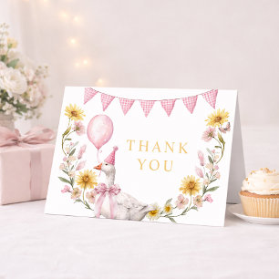Tarjeta De Agradecimiento Un Silly Goose Lazo Rosa Cumpleaños 1 Agradecimien