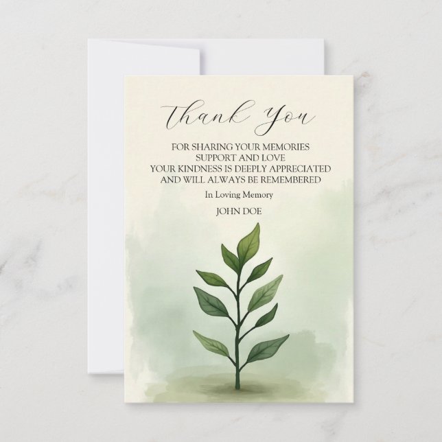 Tarjeta De Agradecimiento Un solo stem de hojas (Anverso)