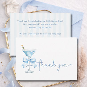 Tarjeta De Agradecimiento Un Tini Uno Está En Camino Niño Tema Martini
