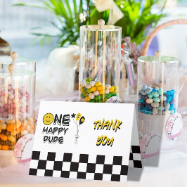 Tarjeta De Agradecimiento Un tipo feliz sonrisa amarilla primer niño cumplea