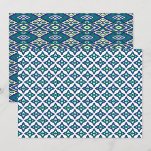 Tarjeta De Agradecimiento Una alfombra simétrica azul y blanca con músculo i