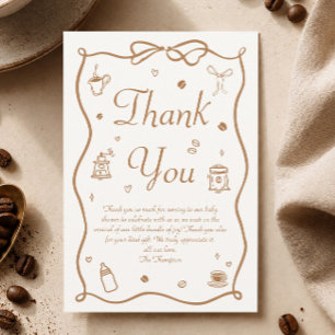 Tarjeta De Agradecimiento Una Bebé está Preparando Café Baby Shower