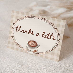 Tarjeta De Agradecimiento Una Bebé se está Preparando Regalo de Gingham Café