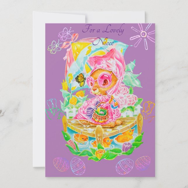 Tarjeta De Agradecimiento Una Carta Personalizada De Pascua De La Niña. (Anverso)