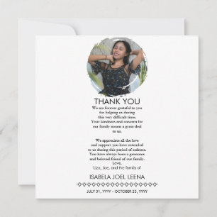 Tarjeta De Agradecimiento Una Celebración de la Vida Foto Grande y Cita o Sa