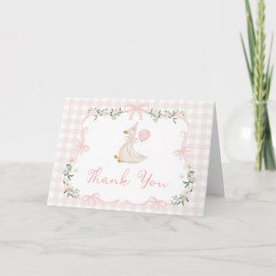 Tarjeta De Agradecimiento Una Coqueta de Ganso Tonto Rosa de Cuadros Cumplea
