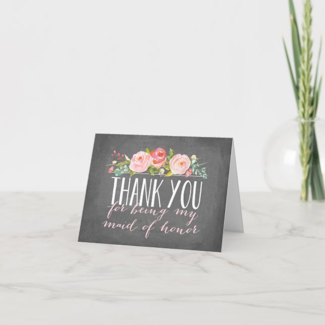 Tarjeta De Agradecimiento Una doncella de honor gracias | Bridesmaid (Anverso)