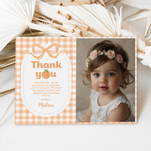 Tarjeta De Agradecimiento Una dulce foto de cumpleaños de niña de melocotón