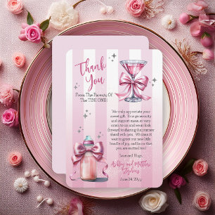 Tarjeta De Agradecimiento Una Dulce Tini Uno Rosa Coqueta Niña Baby Shower