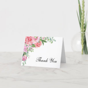 Tarjeta De Agradecimiento Una elegante boda de rosas rosadas
