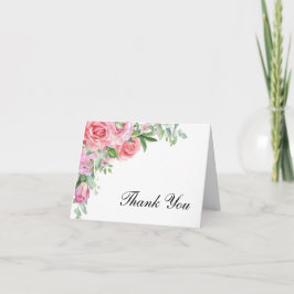 Tarjeta De Agradecimiento Una elegante boda de rosas rosadas