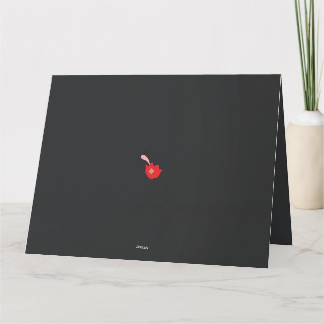 Tarjeta De Agradecimiento una flor roja de fondo negro (Reverso)
