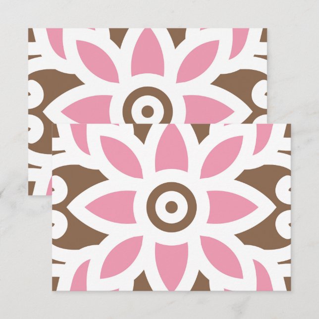 Tarjeta De Agradecimiento una flor rosa de fondo marrón (Anverso / Reverso)