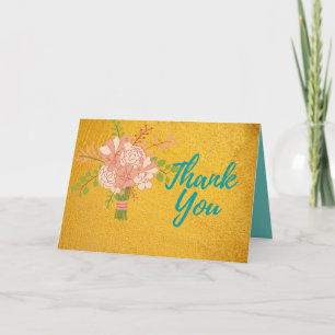 Tarjeta De Agradecimiento Una Floral dorada gracias