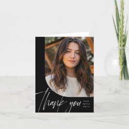 Tarjeta De Agradecimiento Una graduación de guión de pincel negro moderno fo