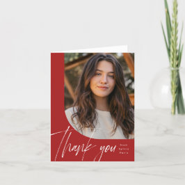 Tarjeta De Agradecimiento Una graduación de guión de pincel rojo moderno fot