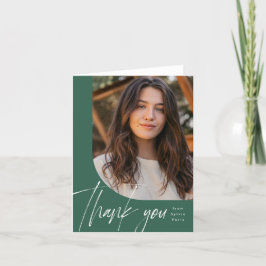 Tarjeta De Agradecimiento Una graduación de un guión moderno de pincel verde