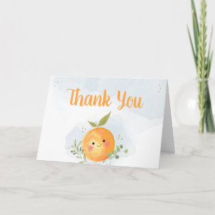 Tarjeta De Agradecimiento Una linda y pequeña ducha de bebé de naranja cítri