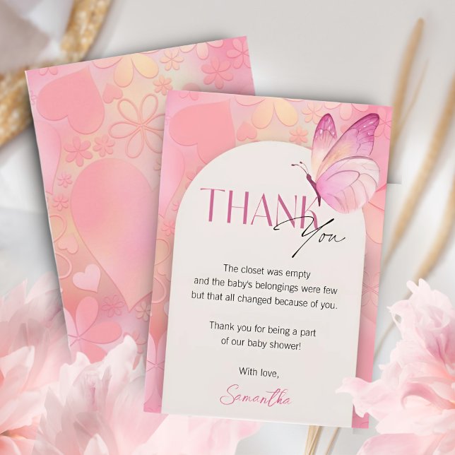 Tarjeta De Agradecimiento Una mariposa en el camino a Baby Shower (Subido por el creador)