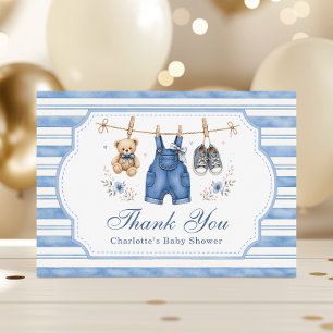 Tarjeta De Agradecimiento Una Niña Bebé de Pantalón Vaquero Azul