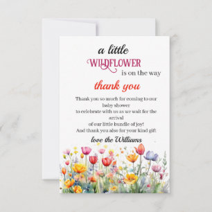 Tarjeta De Agradecimiento una pequeña bebé de flores silvestres