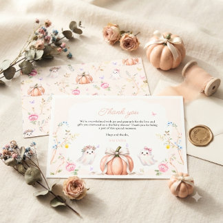 Tarjeta De Agradecimiento Una pequeña boo adorable rosa Baby Shower de Octub