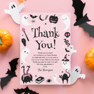 Tarjeta De Agradecimiento Una pequeña boo ducha de bebé de Halloween niña