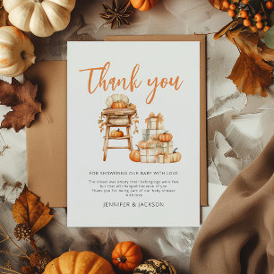 Tarjeta De Agradecimiento Una pequeña calabaza está cerca, Baby Shower