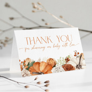 Tarjeta De Agradecimiento Una pequeña calabaza está en camino Baby Shower