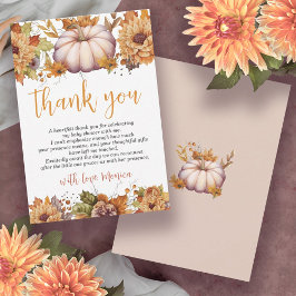 Tarjeta De Agradecimiento Una pequeña calabaza Otoño Floral Baby Shower