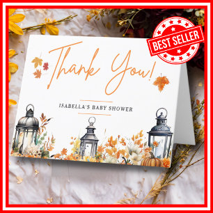 Tarjeta De Agradecimiento Una pequeña calabaza Otoño Floral Baby Shower