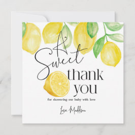 Tarjeta De Agradecimiento Una pequeña dulce, temática de limón, ducha de beb