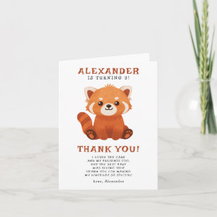 Tarjeta De Agradecimiento Una pequeña fiesta de cumpleaños del Panda Rojo nú