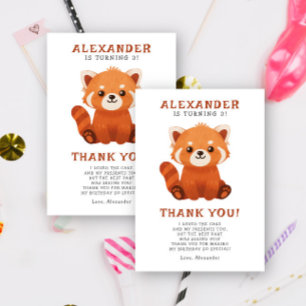 Tarjeta De Agradecimiento Una pequeña fiesta de cumpleaños del Panda Rojo nú